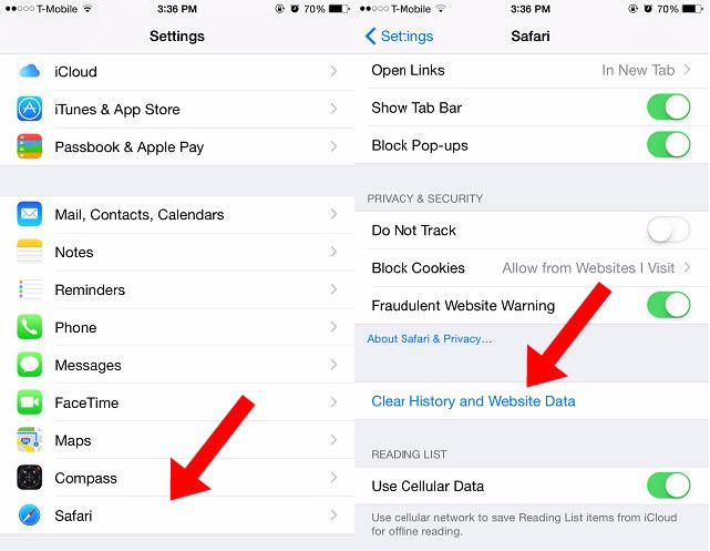 Image result for SAFARI IOS clear cache